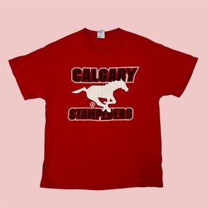 Y2K Calgary Stampeders CFL Short Sleeve Red Large